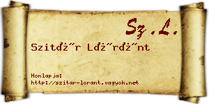 Szitár Lóránt névjegykártya