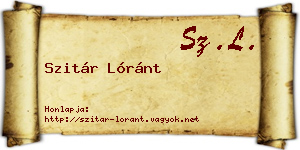 Szitár Lóránt névjegykártya
